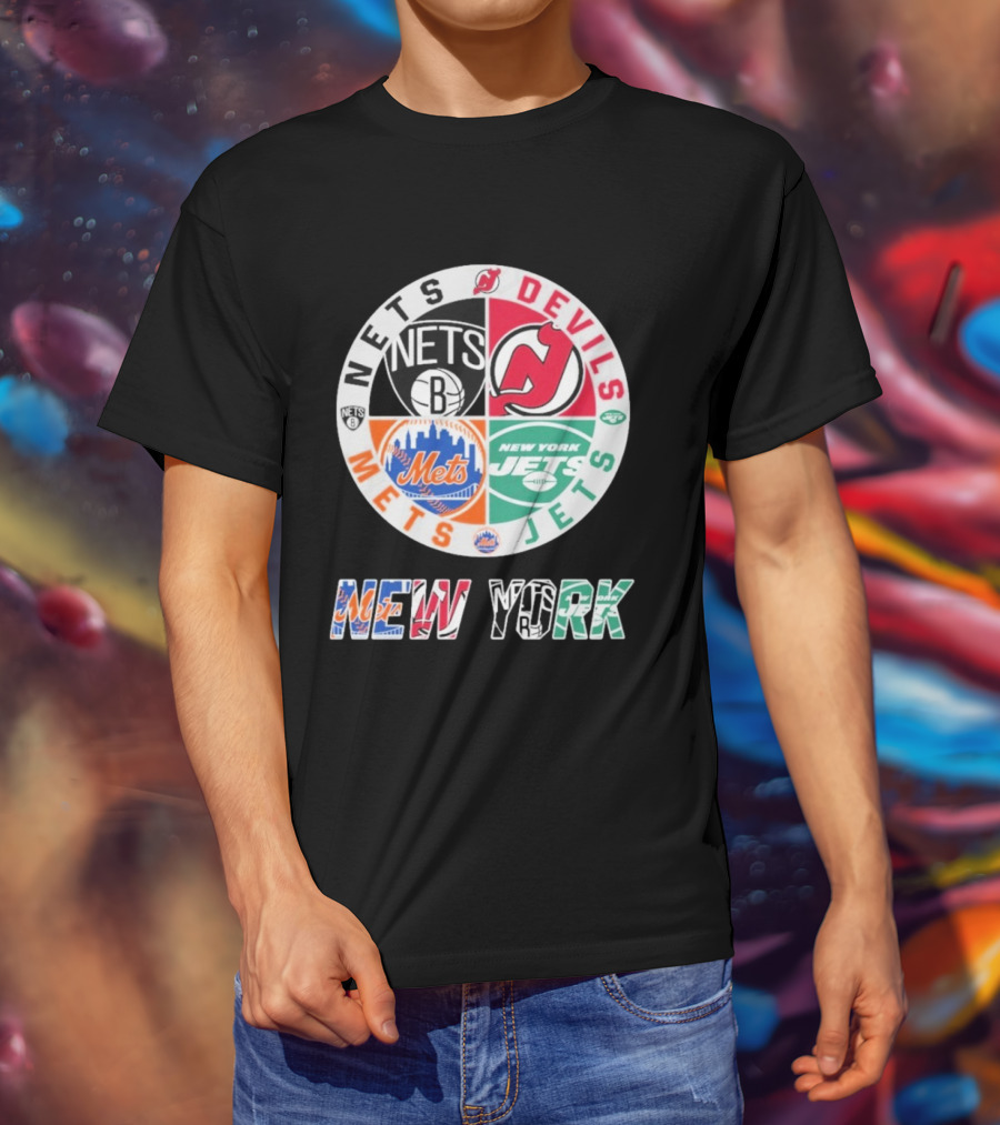 Brooklyn Nets New Jersey Devils New York Mets Jets New York T-Shirt