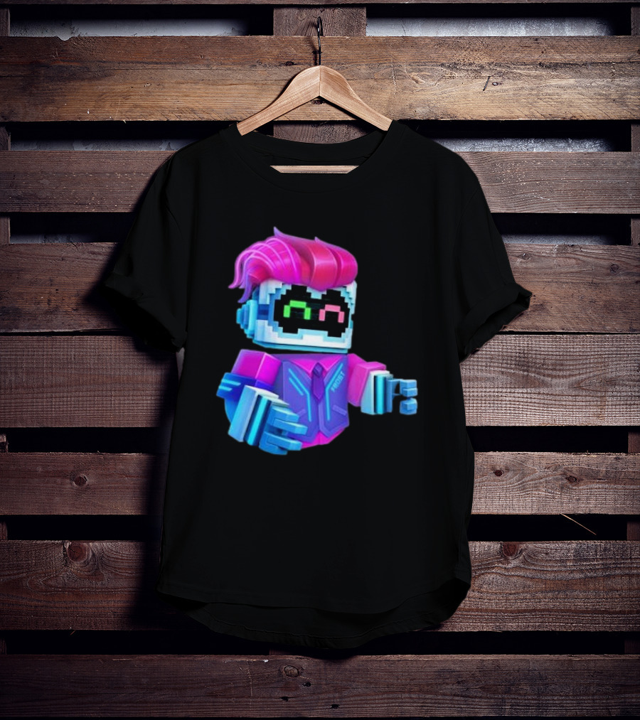 Cubic Games Cyber Robbie Pixelated Character Neon T-Shirt