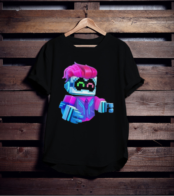 Cubic Games Cyber Robbie Pixelated Character Neon T-Shirt