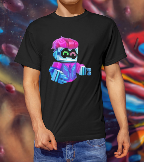 Cubic Games Cyber Robbie Pixelated Character Neon T-Shirt