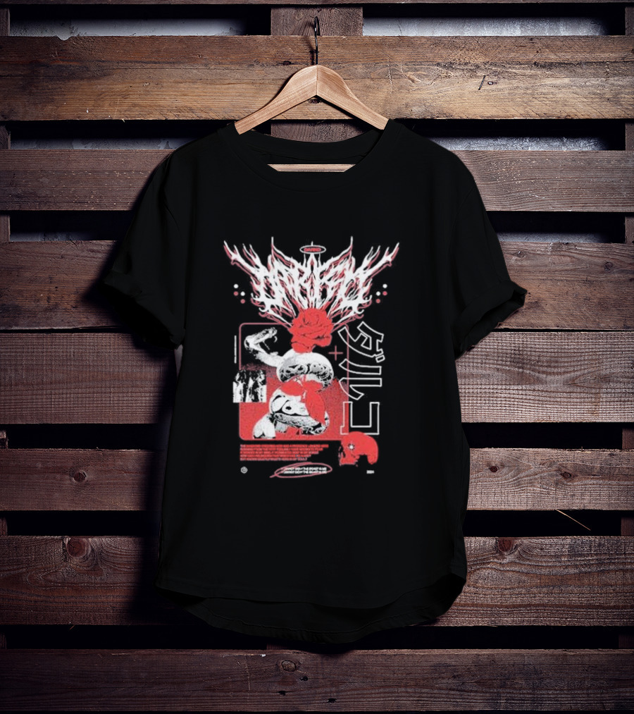 Darko Us Raffle Graphic With Abstract Red And White Elements T-Shirt