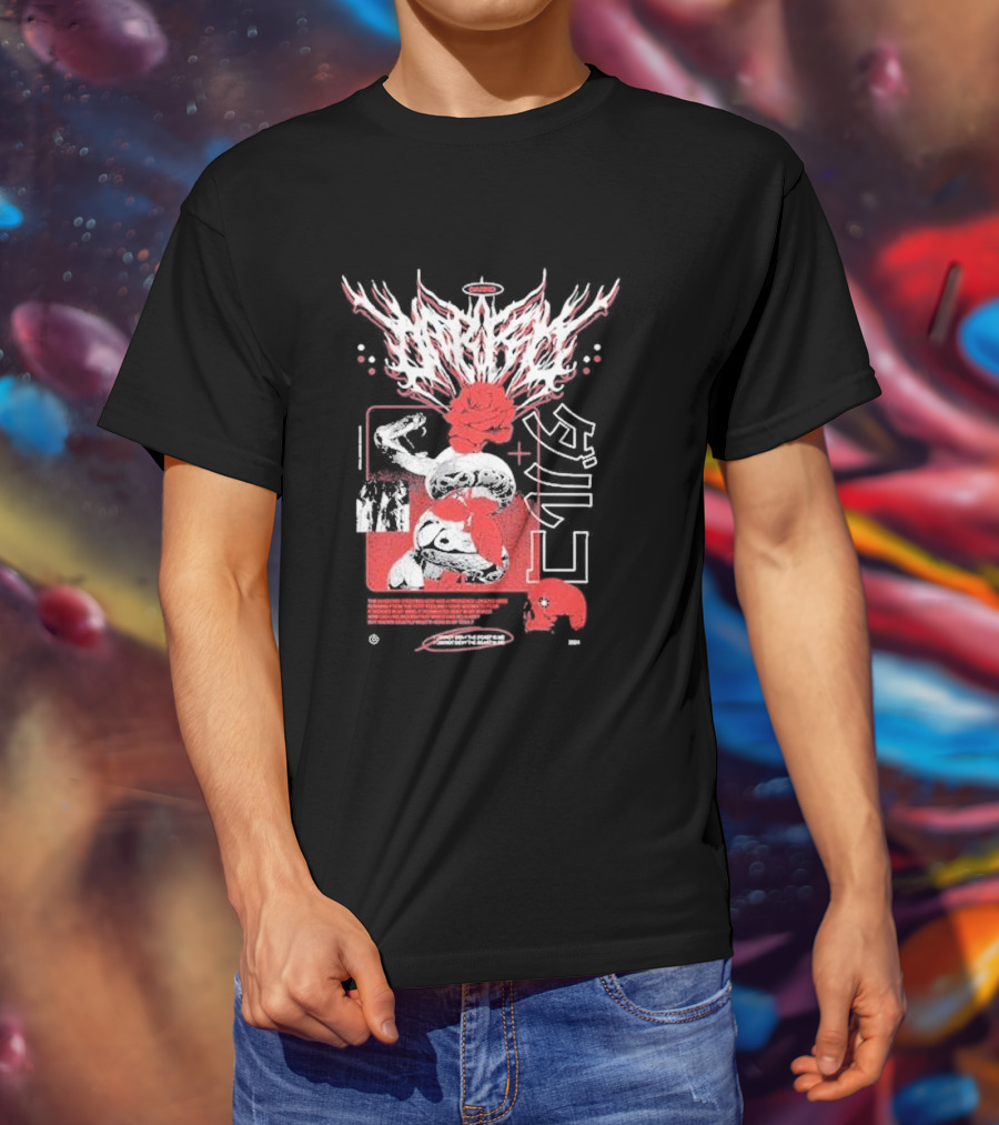 Darko Us Raffle Graphic With Abstract Red And White Elements T-Shirt