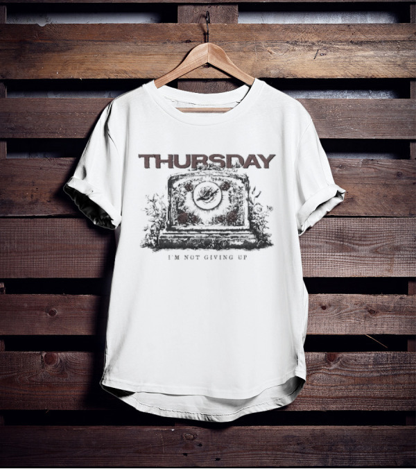 Thursday I'm Not Giving Up Gravestone Red Roses Khaki T-Shirt