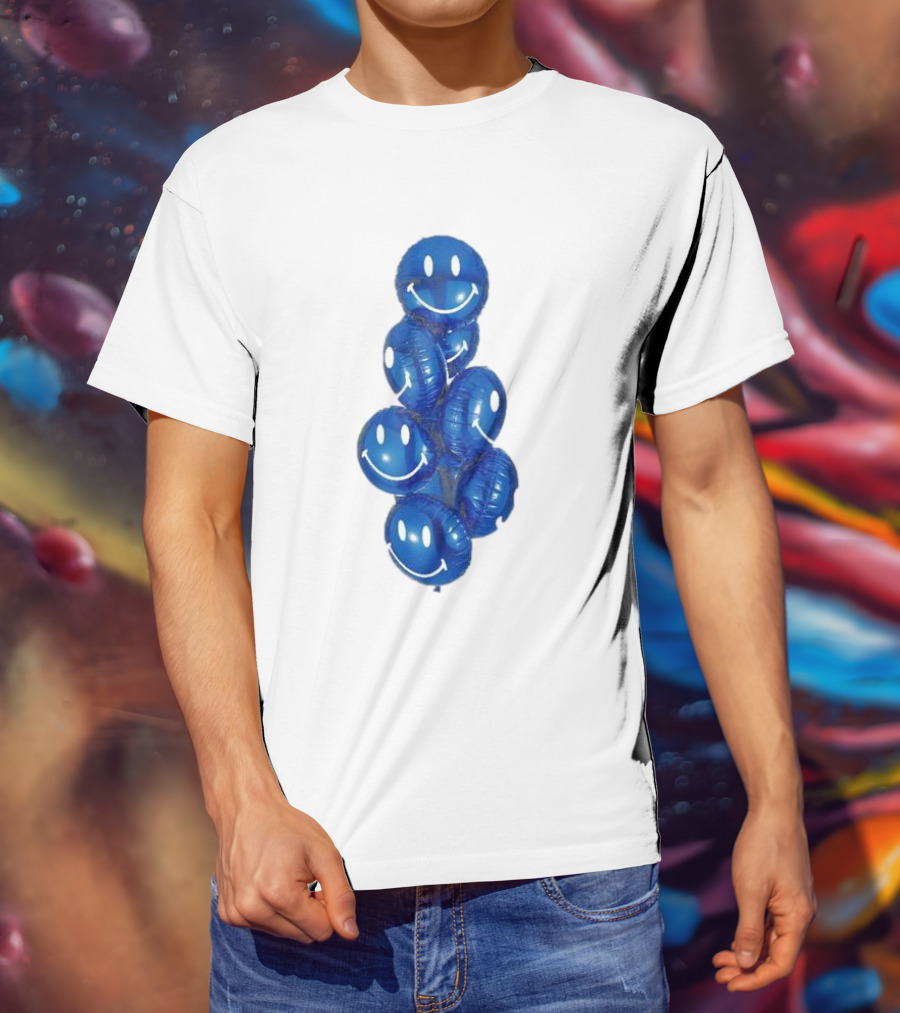 Smiley Celebration Blue Balloons T-Shirt