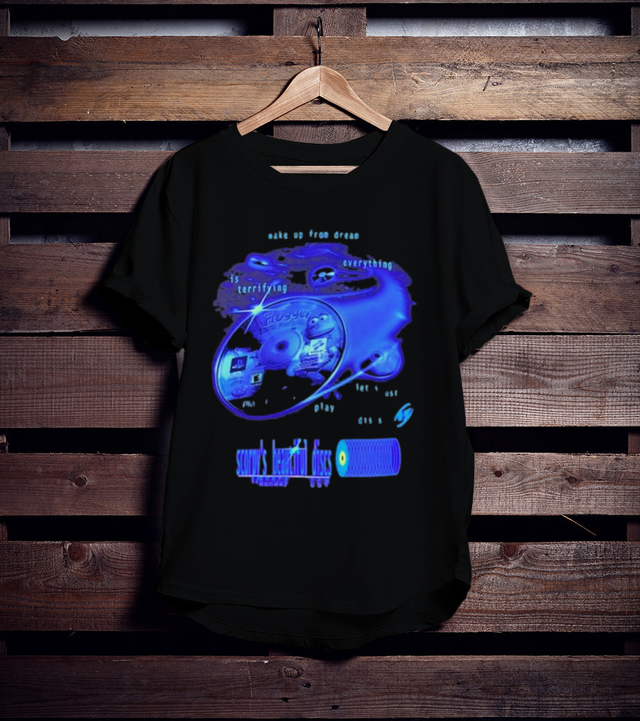 Frogger Everything Is Terrifying Let Yourself Play Scruff's Beautiful Discs CHANNEL17 T-Shirt