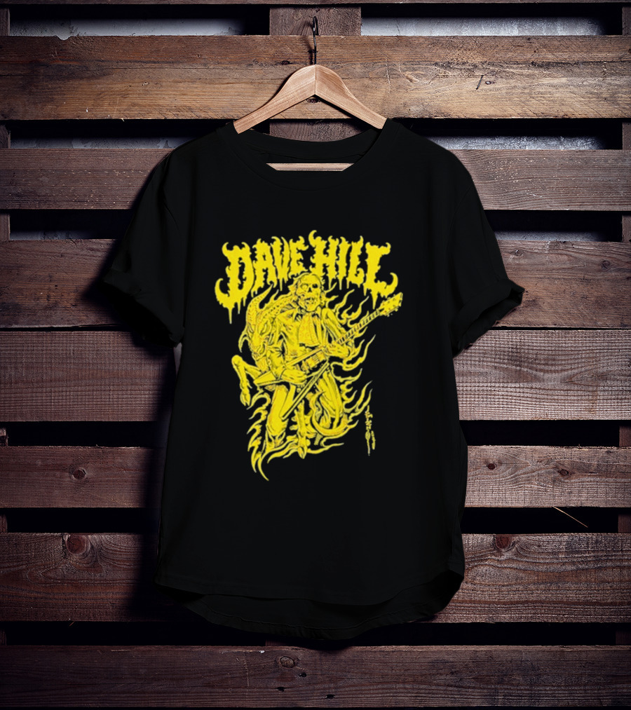 Dave Hill Skullface Yellow Flame Guitar Art By Tim Lehi T-Shirt