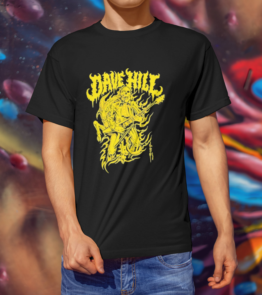 Dave Hill Skullface Yellow Flame Guitar Art By Tim Lehi T-Shirt