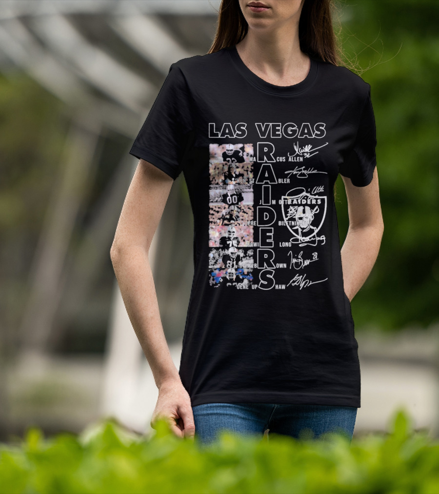 Las Vegas Raiders Marcus Allen Ken Stabler Fred Biletnikoff Howie Long Tim Brown Gene Upshaw Signature Football Legends T-Shirt