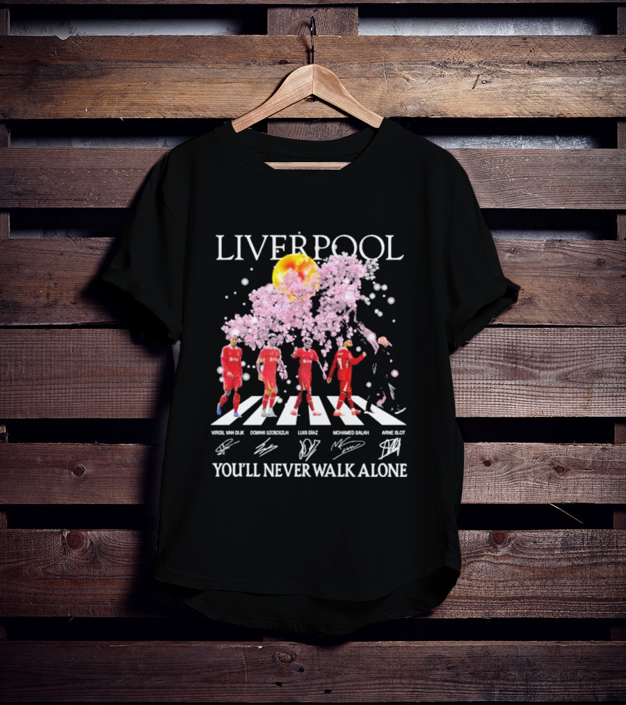 Liverpool You’ll Never Walk Alone Cherry Blossoms Bloom Virgil Van Dijk Dominik Szoboszlai Luis Diaz Mohamed Salah Arne Slot T-Shirt