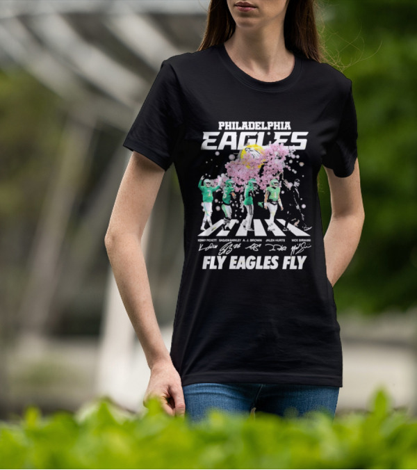 Philadelphia Eagles Fly Eagles Fly Kenny Pickett Saquon Barkley A.J. Brown Jalen Hurts Nick Sirianni Signatures T-Shirt