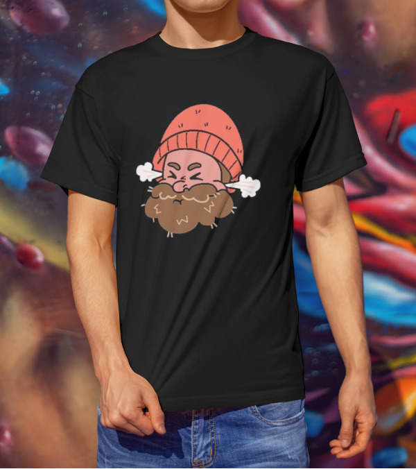 BHN Chewie Foo Foo Bearded Cartoon Character With Red Beanie And Steaming Ears T-Shirt