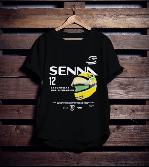 Senna 12 3x Formula 1 World Champion Driven To Perfection São Paulo Helmet T-Shirt