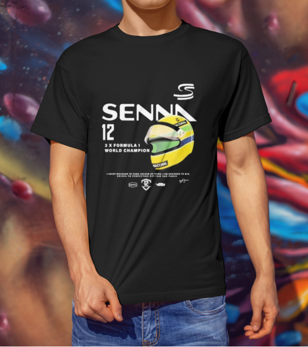 Senna 12 3x Formula 1 World Champion Driven To Perfection São Paulo Helmet T-Shirt