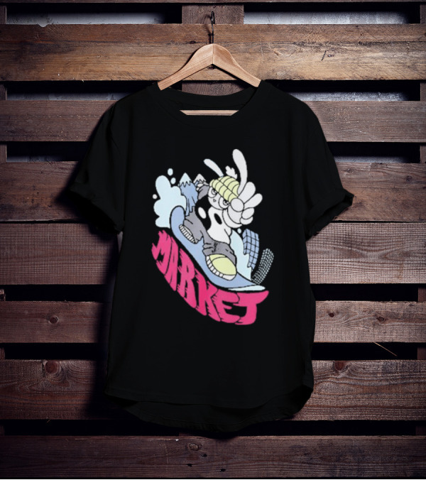 Shibuya Shred Market Snowboarding Rabbit Cartoon T-Shirt
