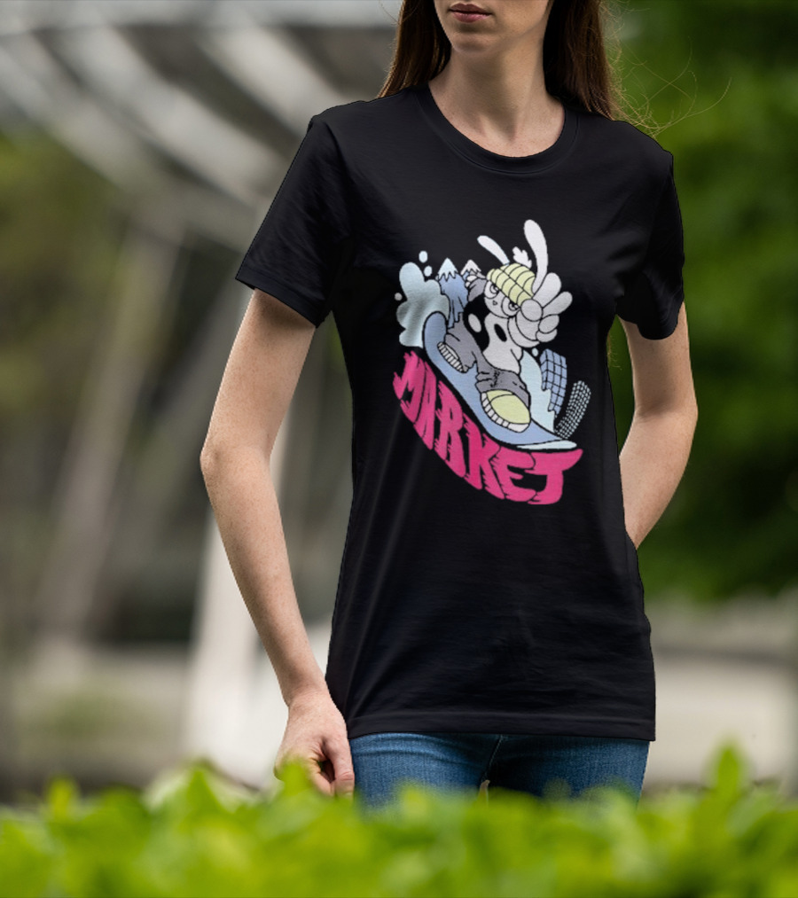 Shibuya Shred Market Snowboarding Rabbit Cartoon T-Shirt