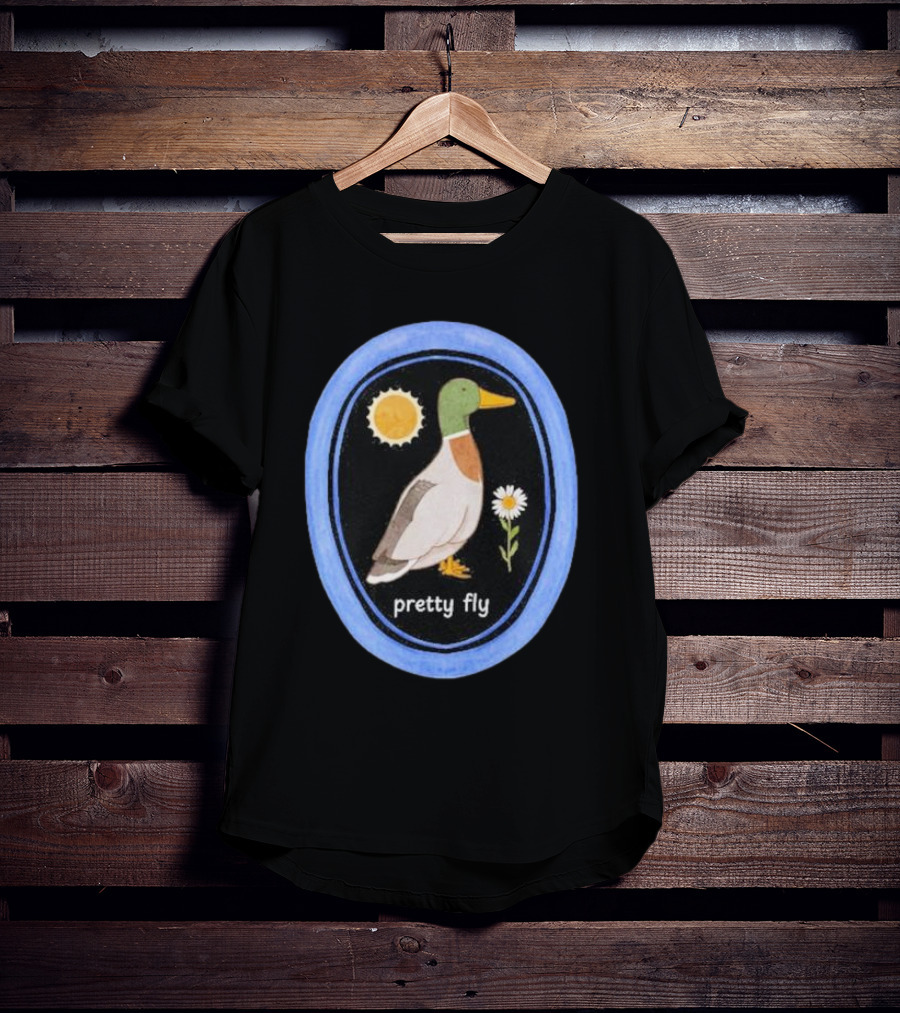 Pretty Fly Duck With Sun And Daisy Oval T-Shirt
