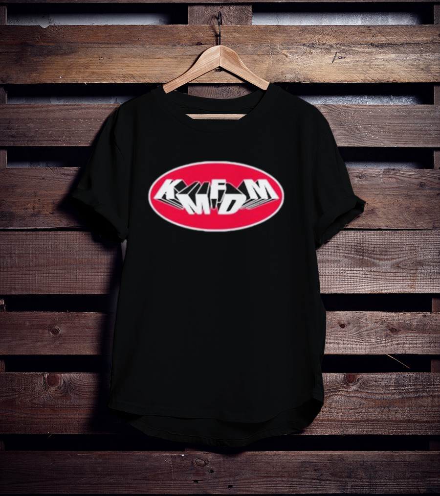 KMFDM Red Oval Tumbling Logo Kaguya’s Top Gal T-Shirt