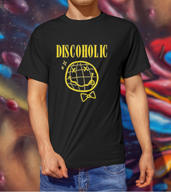 Discoholic Smiley Face With Bowtie And Stars T-Shirt
