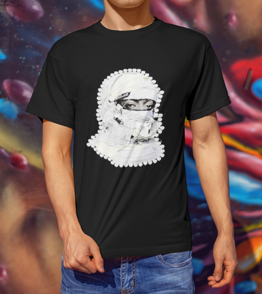 Noissey High Quality Functional Print Pull Over White Masked Figure T-Shirt