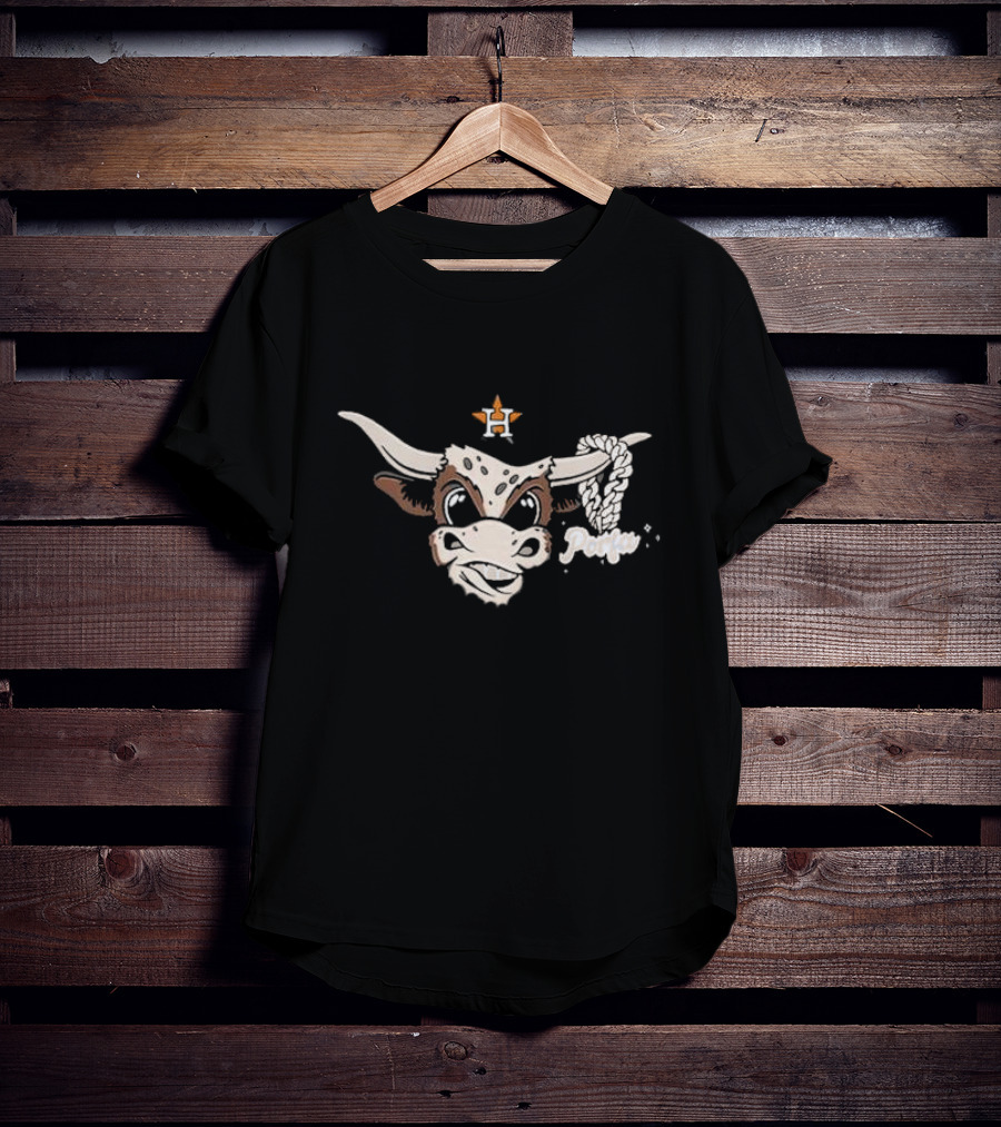 Houston Bull With Rope Chain And Por Favor Text T-Shirt