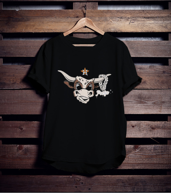 Houston Bull With Rope Chain And Por Favor Text T-Shirt