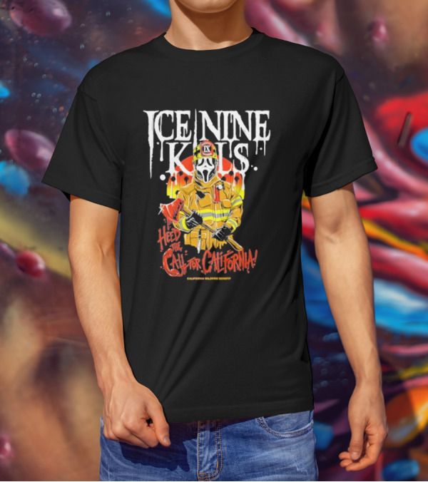 Ice Nine Kills Heed The Call For California Wildfire Benefit Scary Firefighter T-Shirt