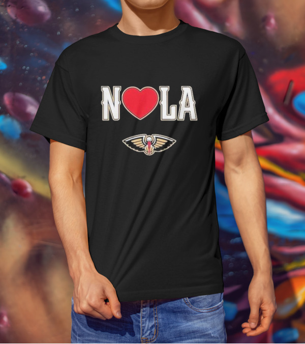 New Orleans Pelicans Heart NOLA Love With Pelicans T-Shirt