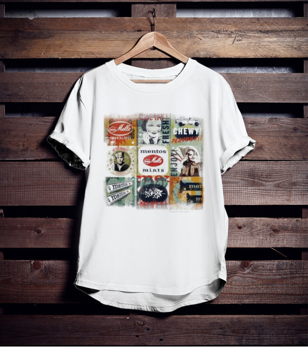 Van Melle Mentos Fresh Minty Chewy Flavours Collage Enjoy Holland Mints T-Shirt