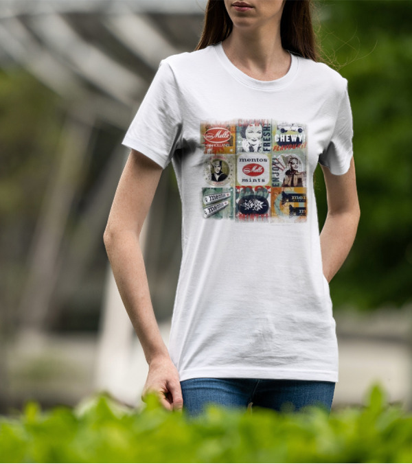 Van Melle Mentos Fresh Minty Chewy Flavours Collage Enjoy Holland Mints T-Shirt