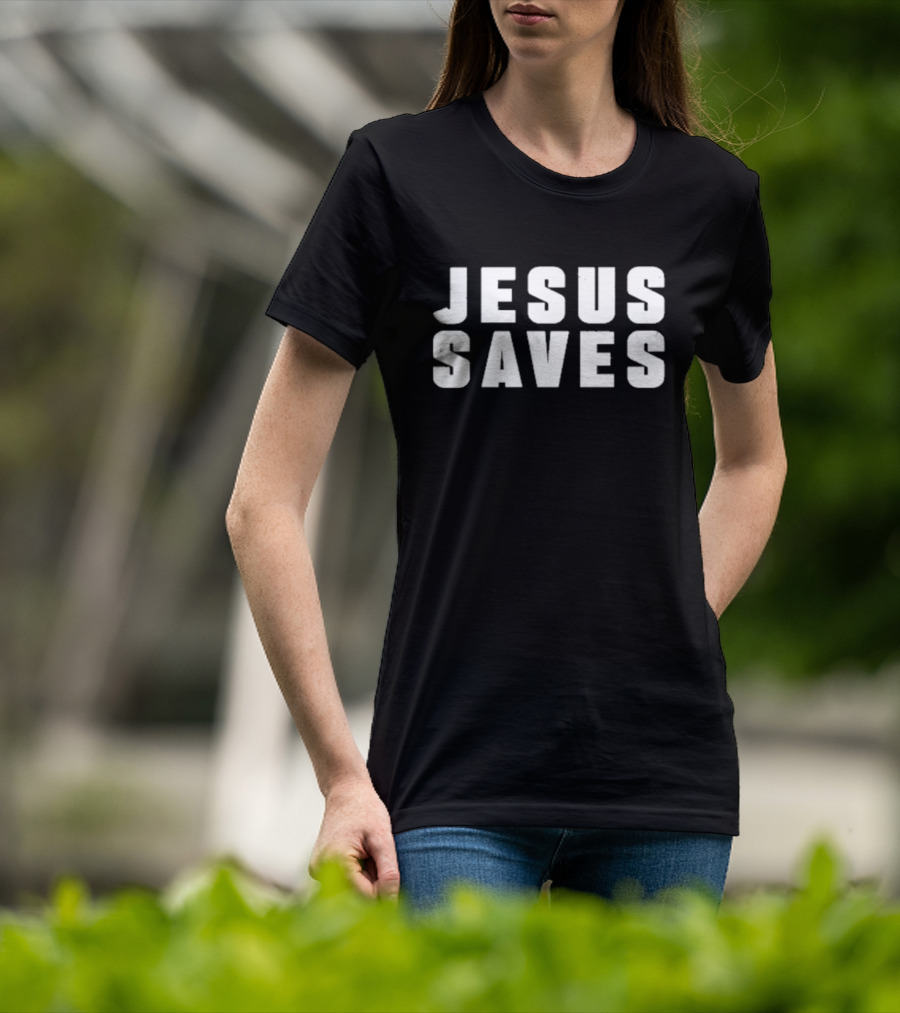 Kyrie Irving Jesus Saves Bold Lettering T-Shirt