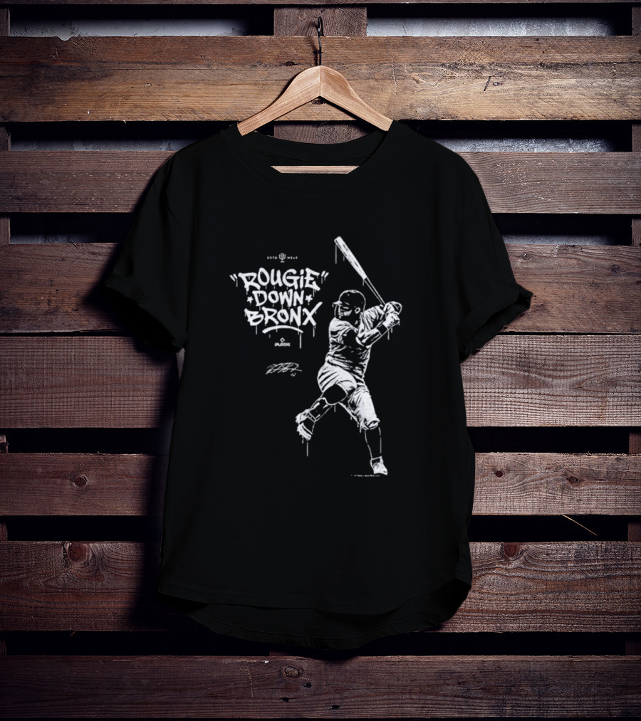 Rougie Down Bronx Yankees Baseball Player Action T-Shirt