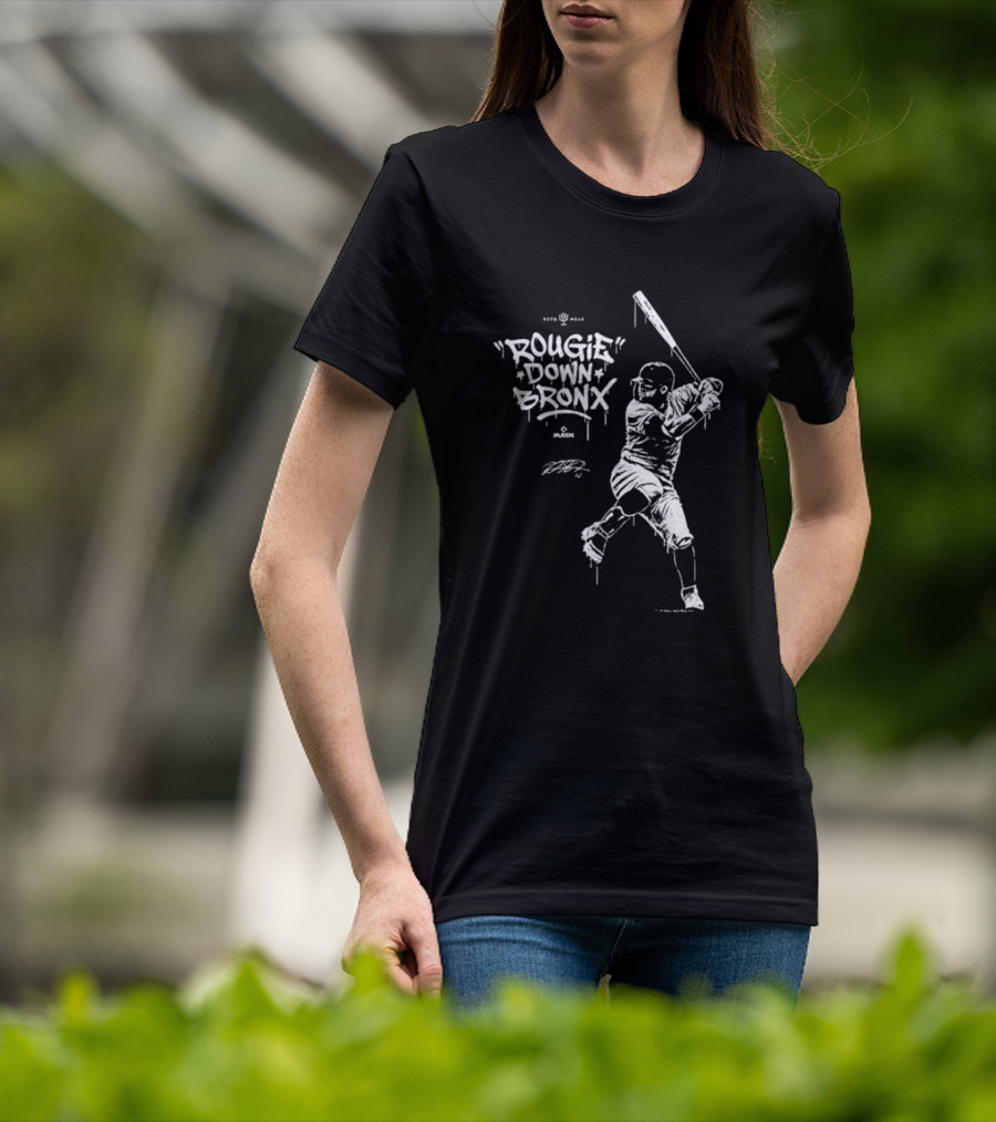 Rougie Down Bronx Yankees Baseball Player Action T-Shirt