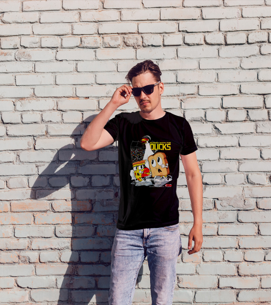 Running With The Ducks Brayton Brad Willie Cartoon Pizza And Toast Racing T-Shirt