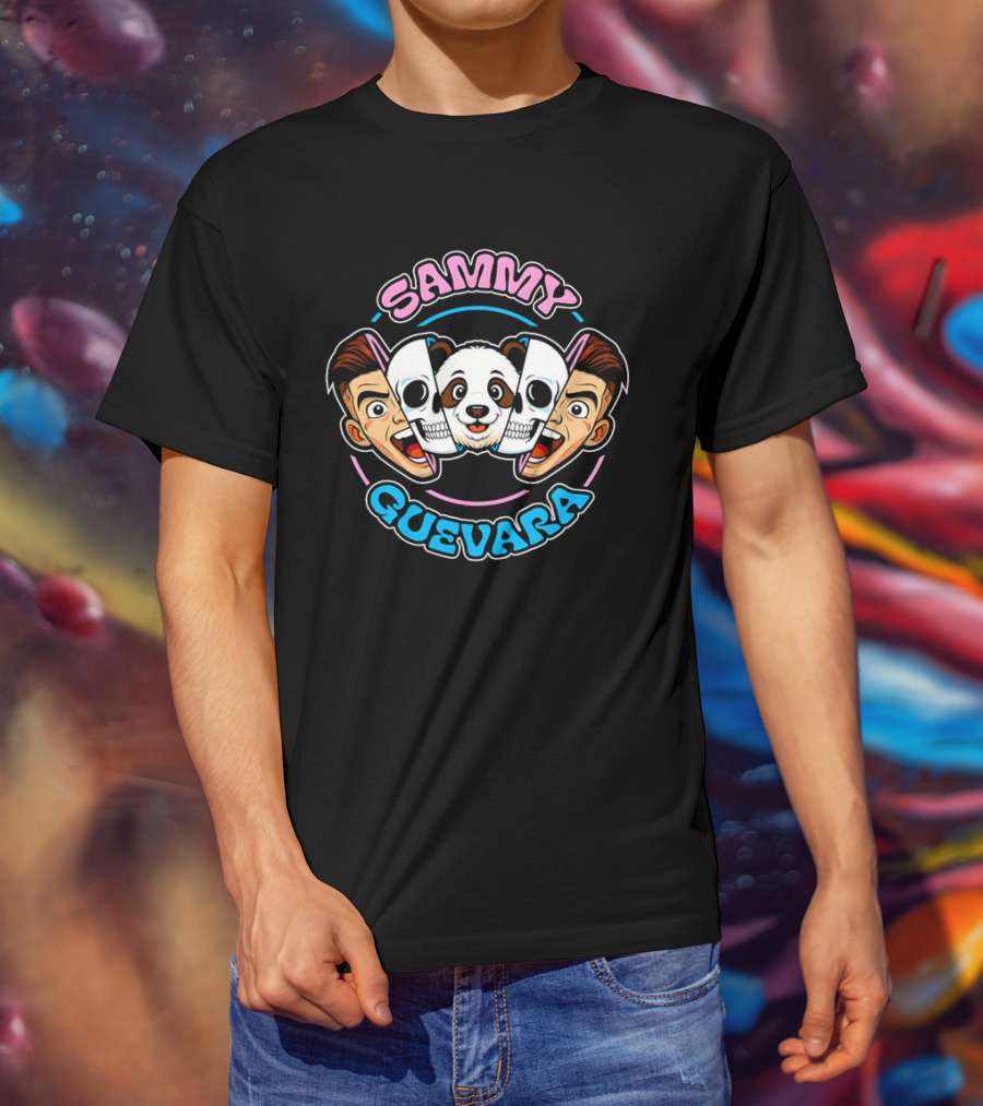 SAMMY GUEVARA PANDA POWER WRESTLER CARTOON FACES T-Shirt