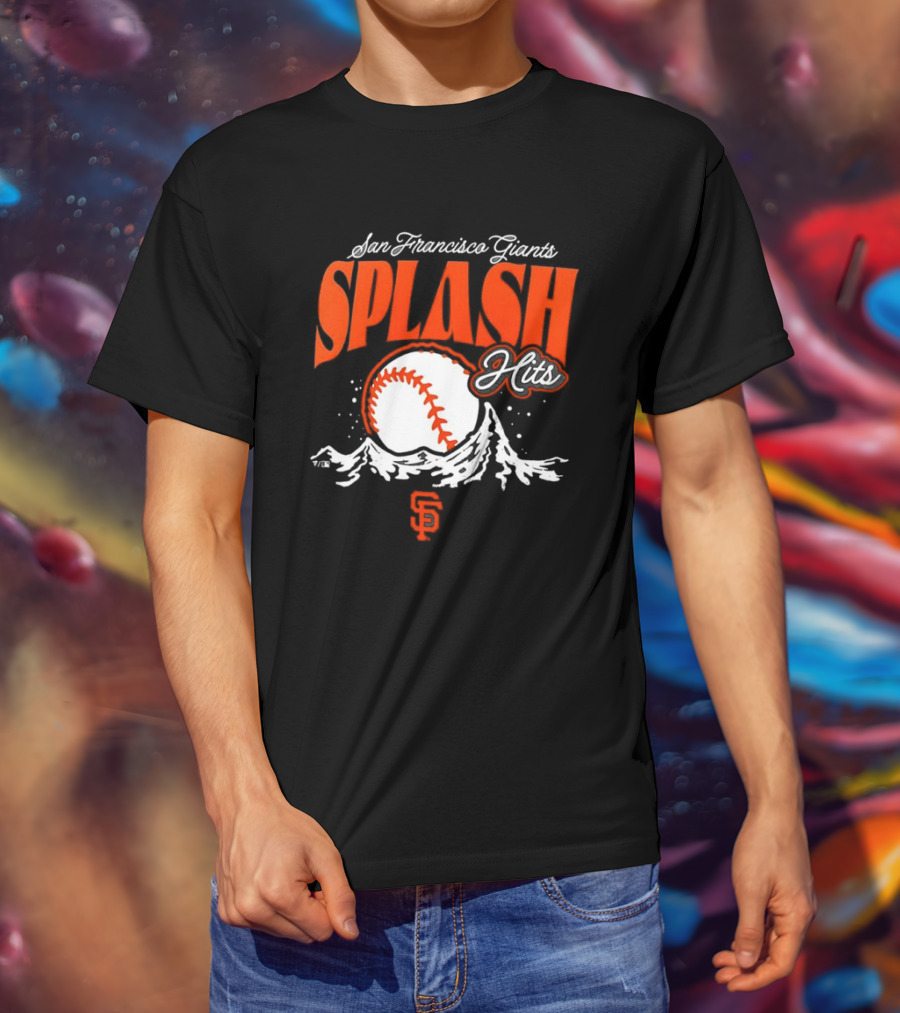 San Francisco Giants Splash Hits Baseball Waves And Number 9 T-Shirt
