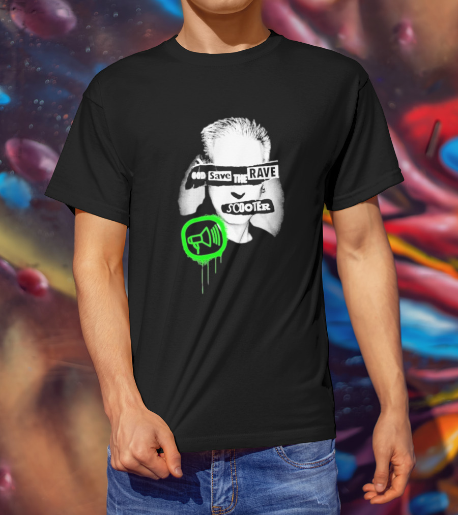 Scooter God Save The Rave Speaker Icon Bold Design T-Shirt