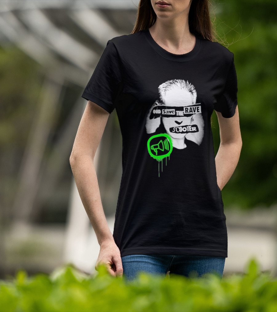 Scooter God Save The Rave Speaker Icon Bold Design T-Shirt