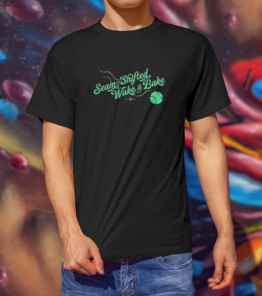 Seam-Shifted Wake And Bake Baseball Concept T-Shirt