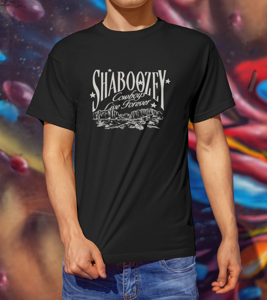 Shaboozey Cowboys Live Forever Western Mountains Scene T-Shirt
