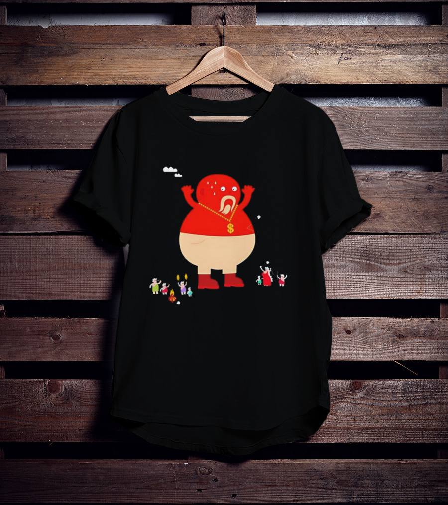Simon Oxley Neanderfools Giant Red Character Dollar Necklace T-Shirt