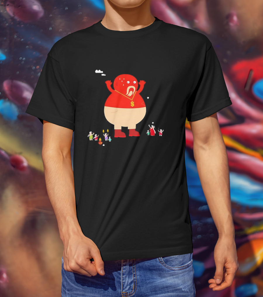 Simon Oxley Neanderfools Giant Red Character Dollar Necklace T-Shirt