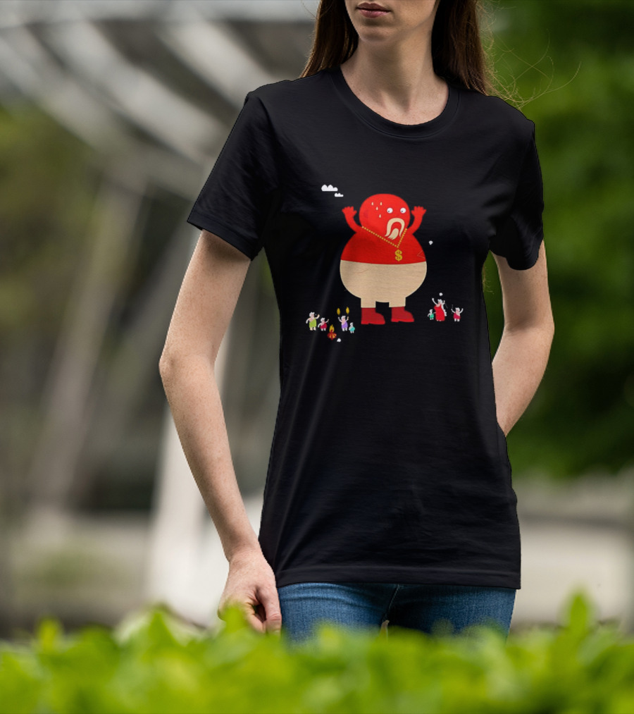 Simon Oxley Neanderfools Giant Red Character Dollar Necklace T-Shirt