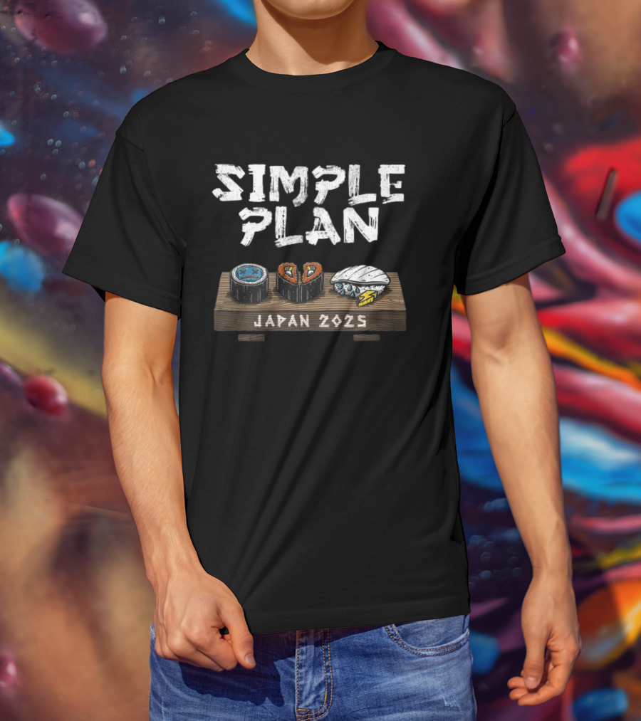 Simple Plan Japan 2025 Sushi Icons T-Shirt