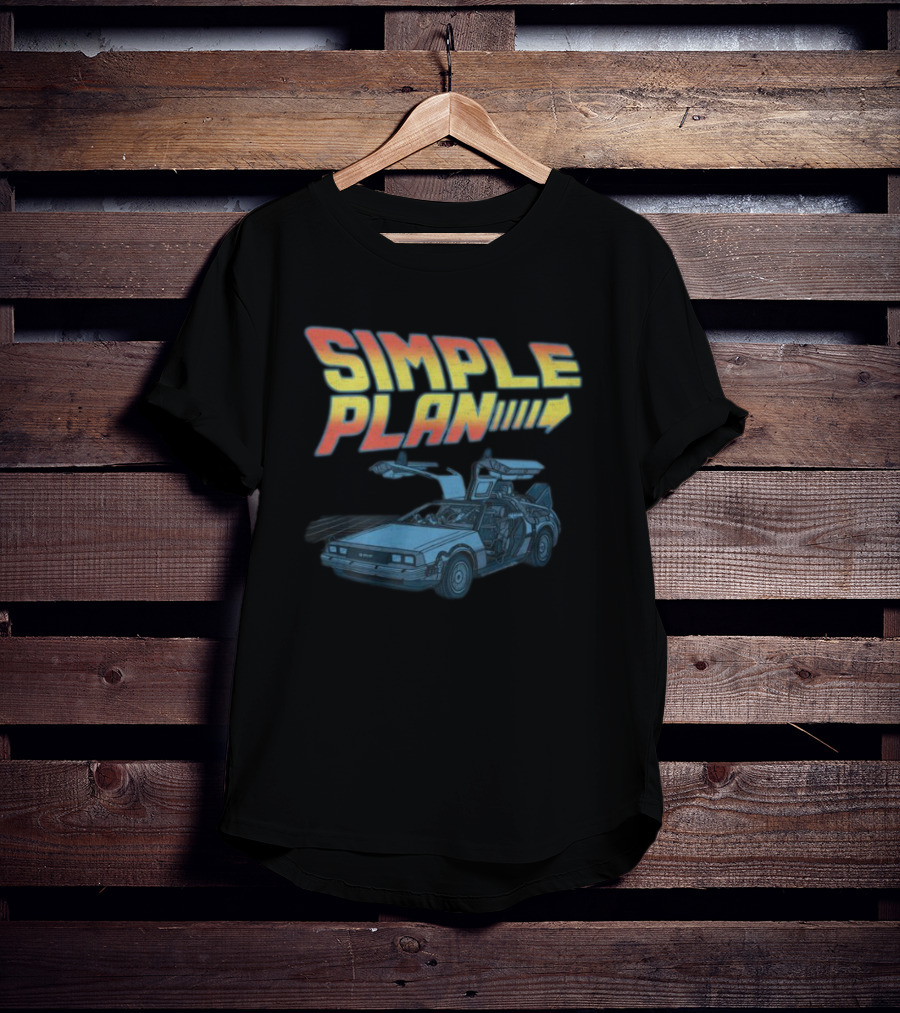 SIMPLE PLAN Time Travel Car Retro Style Cutout T-Shirt