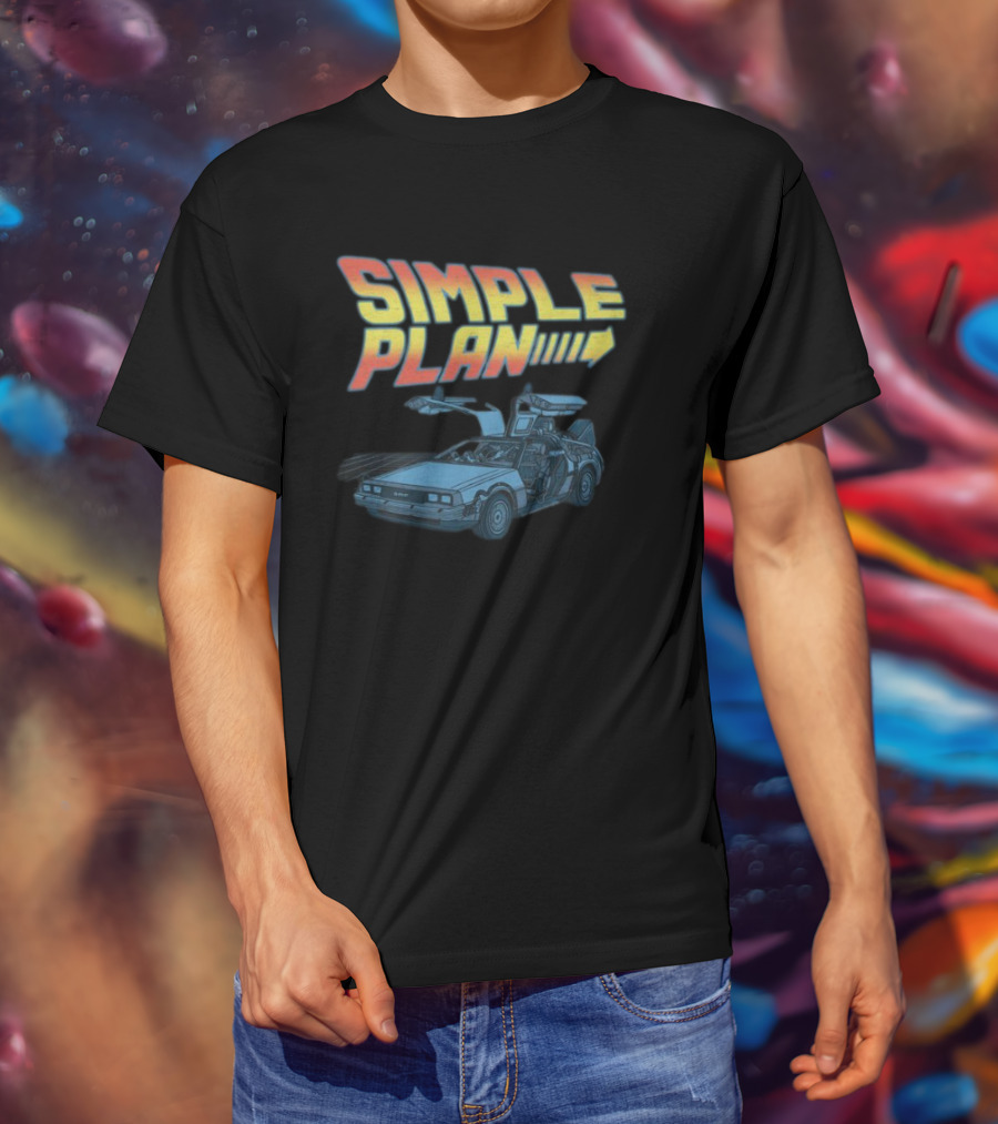 SIMPLE PLAN Time Travel Car Retro Style Cutout T-Shirt