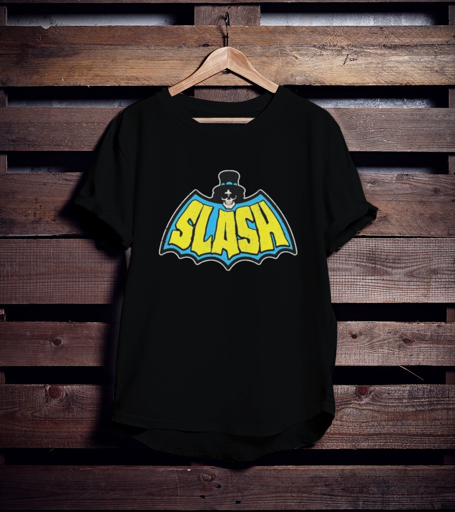 SLASH Batman Inspired Logo With Top Hat And Skull T-Shirt