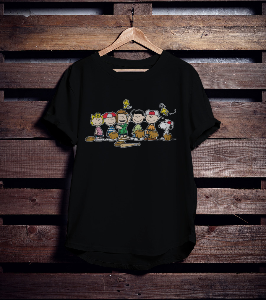 Peanuts Baseball Team With Snoopy And Woodstock T-Shirt