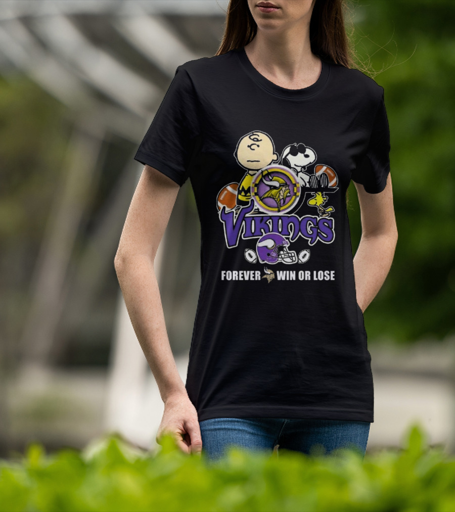 Charlie Brown Snoopy Vikings Football Forever Win Or Lose T-Shirt