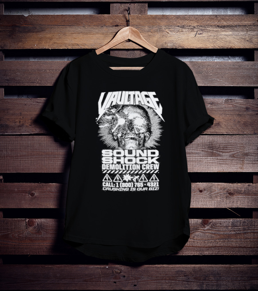 Vaultage Space Laces Sound Shock Demolition Crew Crushing Is Our Biz Skull T-Shirt