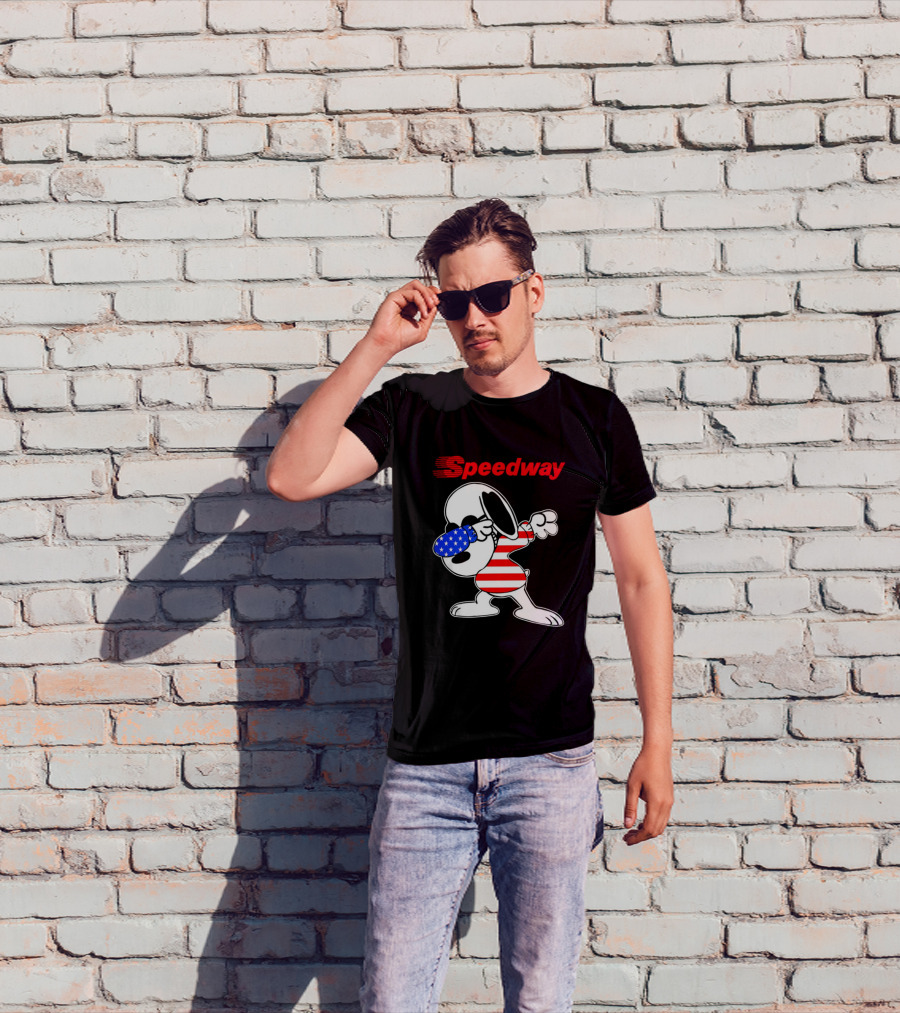 Speedway Snoopy Dabbing American Flag Outfit T-Shirt